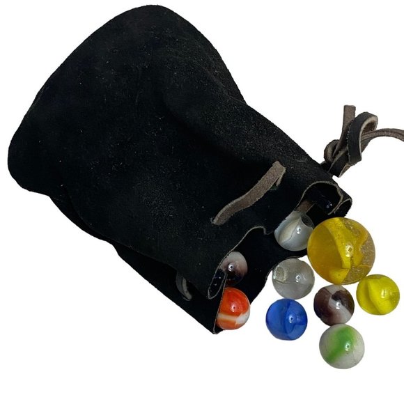 Classic Marbles Set with Leather Pouch 27 Glass Marbles - Picture 1 of 7